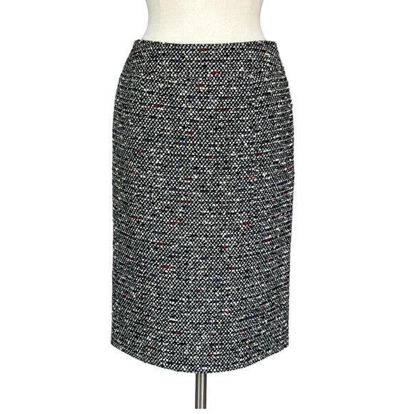 Lafayette 148 Tweed Pencil Skirt Black White Wool Blend Career size 4 - Picture 1 of 10